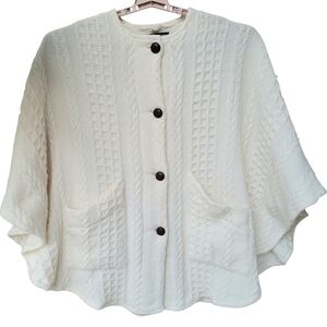 John Branigan Weavers Wool Textured Knit Cape Cardigan Ireland Size OS